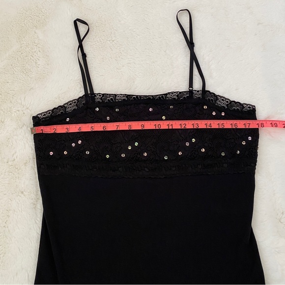 Y2K Black Lace Sequin Cami | Style & Co Stretchy Tank Top - Picture 4 of 9